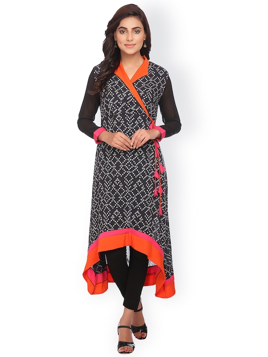 Alom Women Black Printed A-Line Kurta