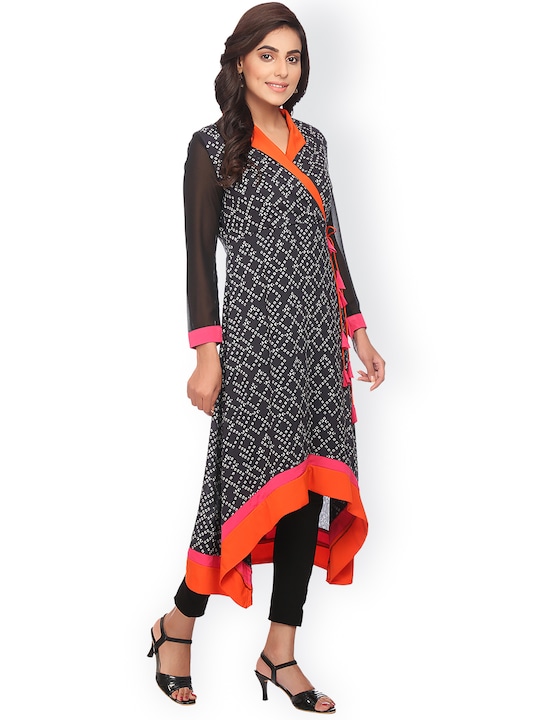 Alom Women Black Printed A-Line Kurta