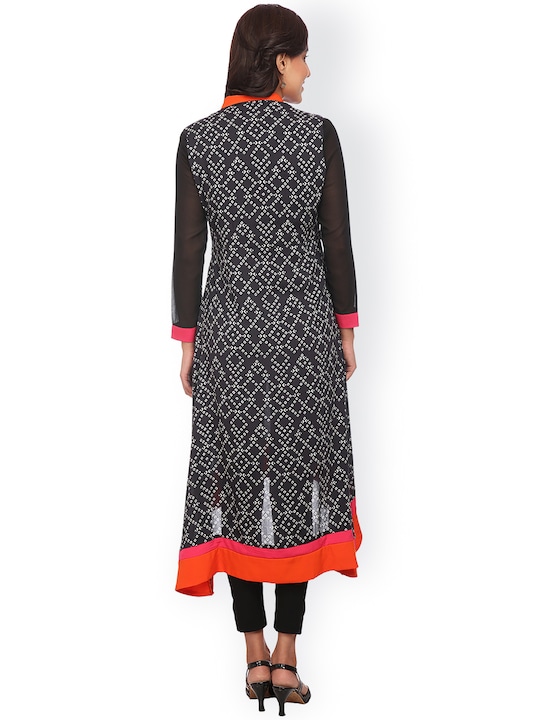 Alom Women Black Printed A-Line Kurta