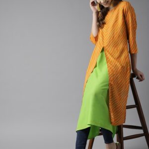 HERE&NOW Women Printed Layered A-Line Kurta