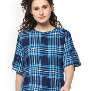 Mayra Women Blue Checked Top