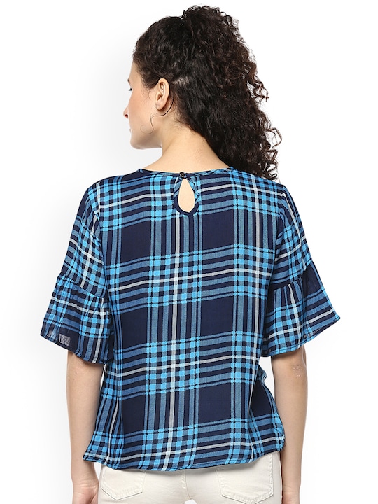 Mayra Women Blue Checked Top