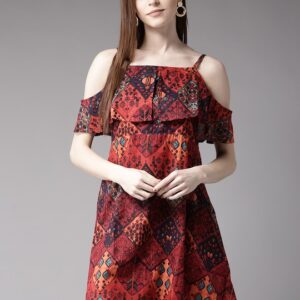 HERE&NOW Women Printed Fit & Flare Dress