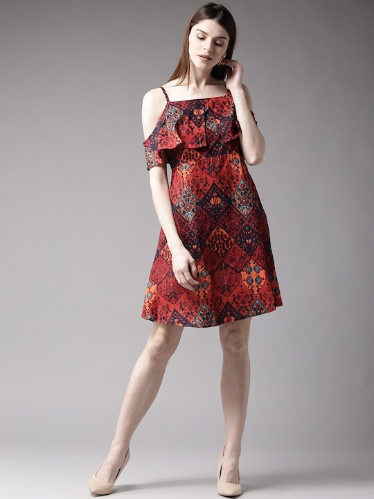 HERE&NOW Women Printed Fit & Flare Dress