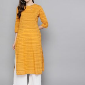 HERE&NOW Women Pure Cotton Striped Kurta