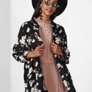 Miss Bennett Women Black Printed Bomber