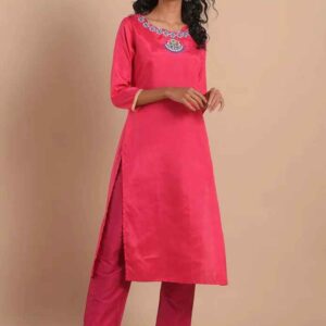 Imara Women Boat Neck Embroidered Kurta