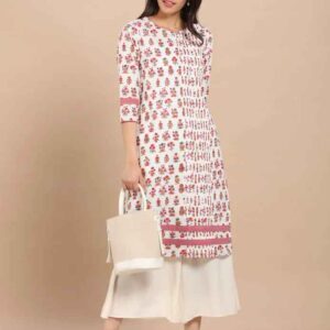 Imara Women Round Neck Printed Kurta