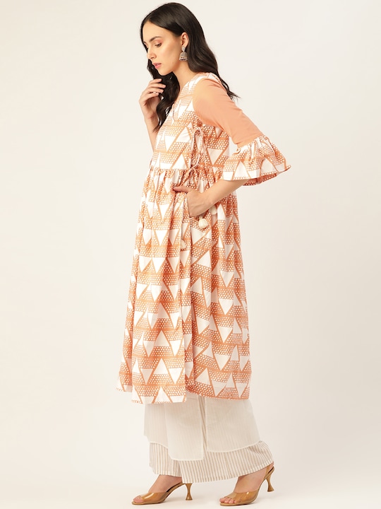 Sangria Women Geometric Printed Angrakha A-Line Kurta