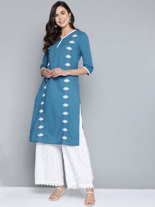 HERE&NOW Women Embroidered Straight Kurta