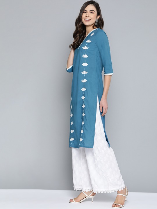 HERE&NOW Women Embroidered Straight Kurta