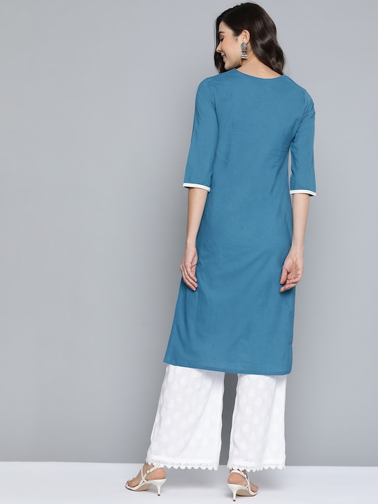 HERE&NOW Women Embroidered Straight Kurta