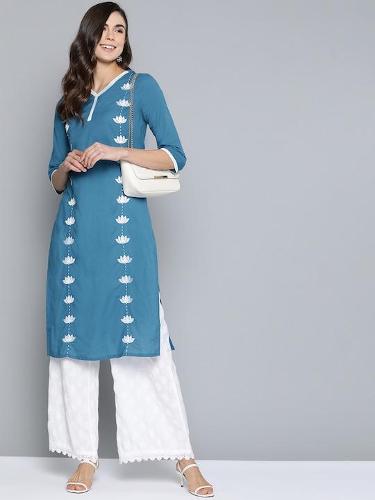 HERE&NOW Women Embroidered Straight Kurta