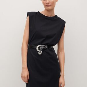 MANGO Women Black Solid Sheath Dress