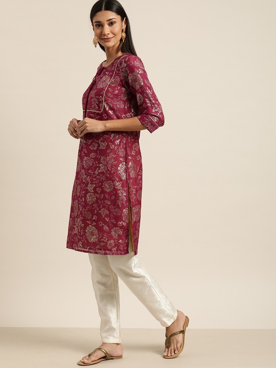 all about you Women Floral Printed Straight Kurta