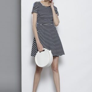 DOROTHY PERKINS Women Petite Striped Fit and Flare Dress