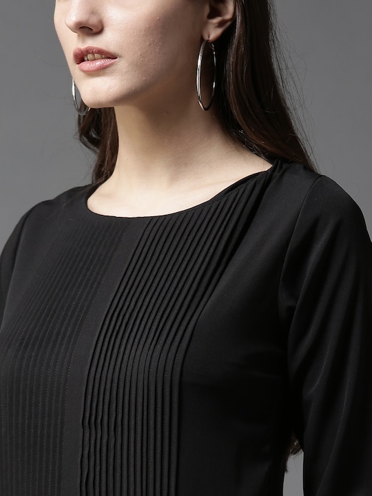 HERE&NOW Black Front Pleated Top