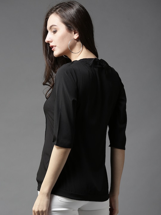 HERE&NOW Black Front Pleated Top