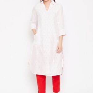 Biba Women White Solid Layered Pathani Kurta