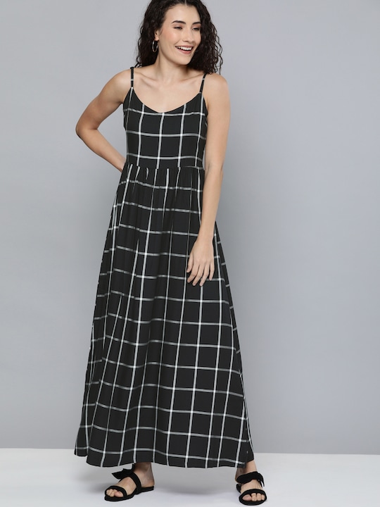 HERE&NOW Women Checked Maxi Dress