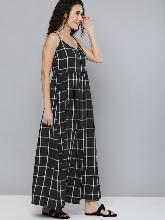 HERE&NOW Women Checked Maxi Dress