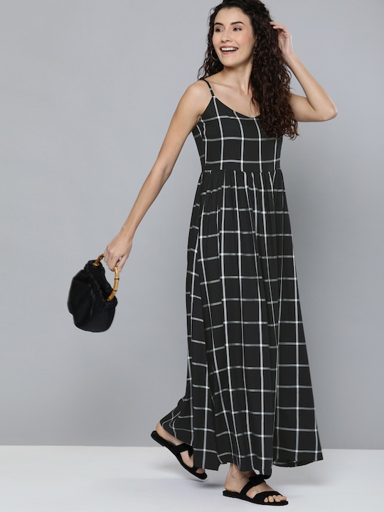 HERE&NOW Women Checked Maxi Dress