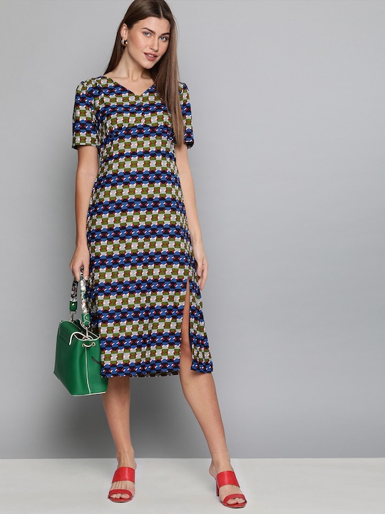 HERE&NOW Women Printed A-Line Dress