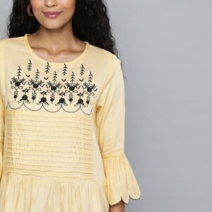 HERE&NOW Women Embroidered A-Line Top