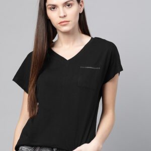 Roadster Women Solid V-Neck Top