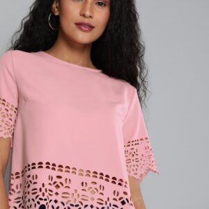 HERE&NOW Women Solid Top With Cut Out Detailing