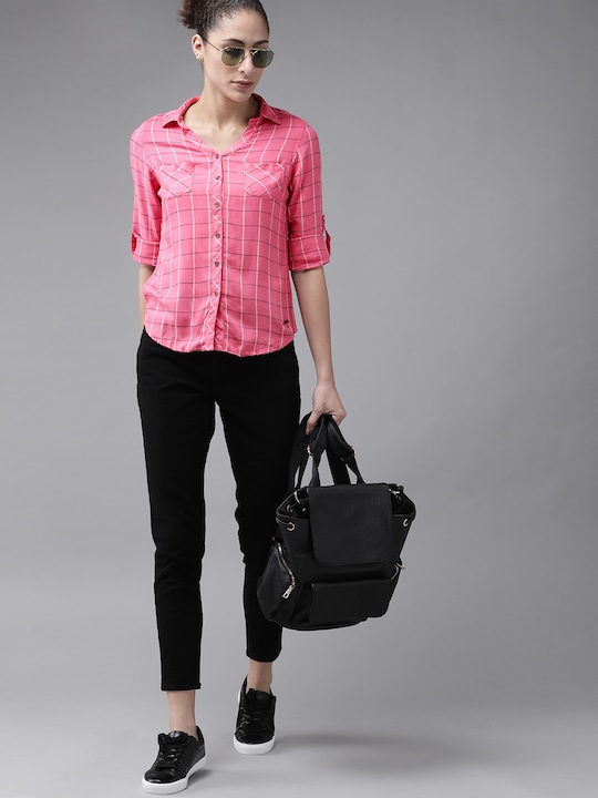 Roadster Women Checked Casual Shirt