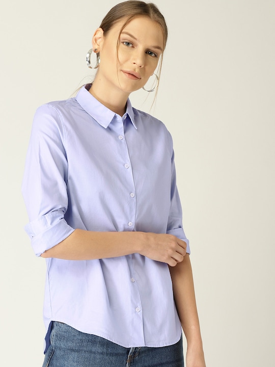 MANGO Women Regular Fit Solid Casual Shirt