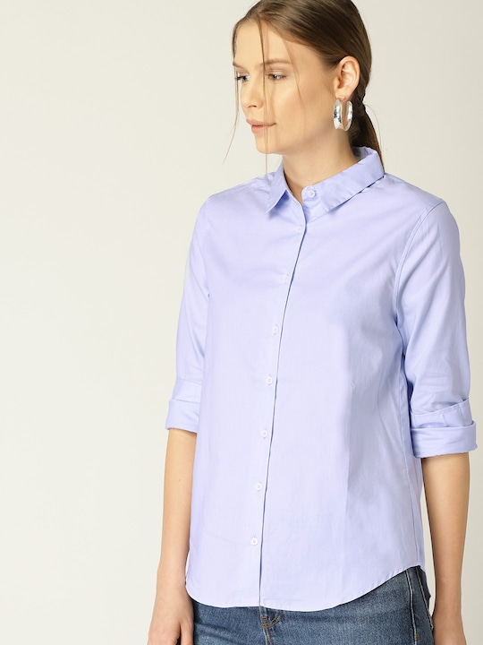 MANGO Women Regular Fit Solid Casual Shirt