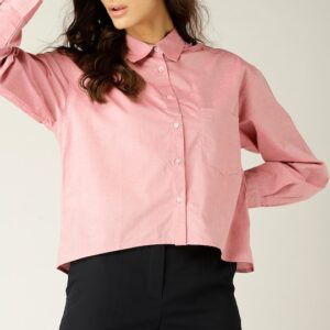 MANGO Women Regular Fit Solid Casual Shirt