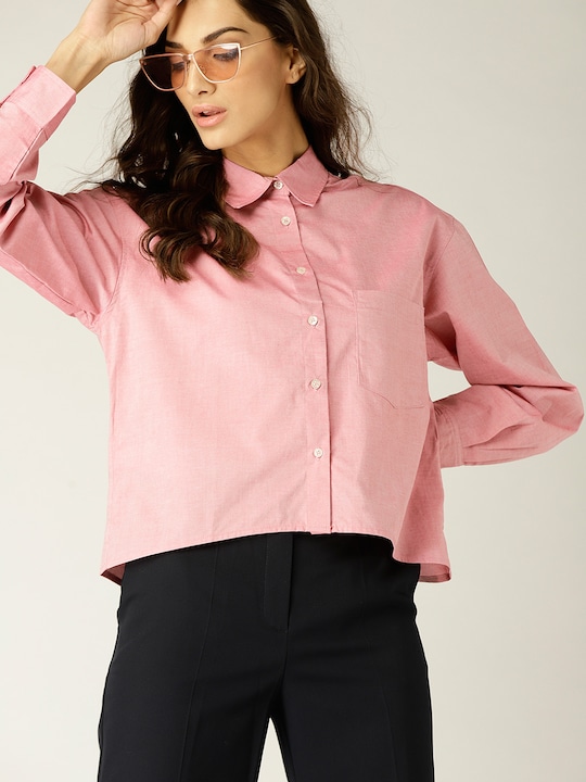 MANGO Women Regular Fit Solid Casual Shirt