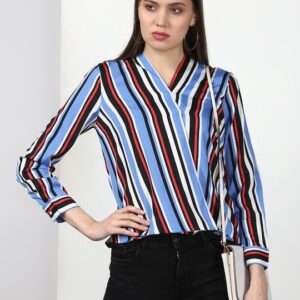 Miss Bennett Women Striped Wrap Top