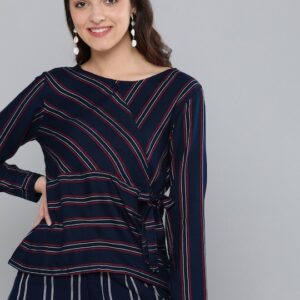 HERE&NOW Women Striped Wrap Top