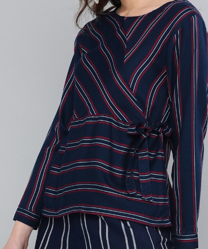 HERE&NOW Women Striped Wrap Top