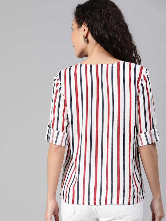 HERE&NOW Striped Shirt Style Top