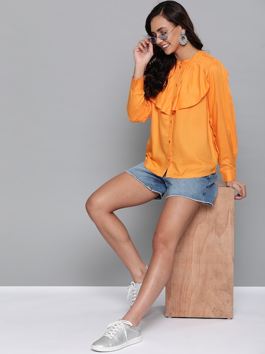 HERE&NOW Women Solid Shirt Style Top