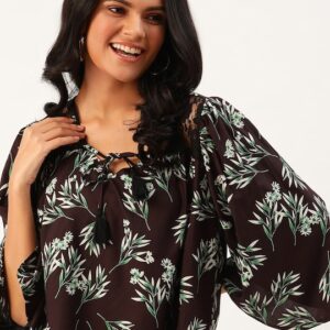 DressBerry Sustainable ECOVERO Floral Tie-Up Neck Regular Top