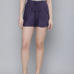 HERE&NOW  Solid Women Purple Regular Shorts