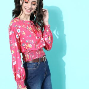 DressBerry Women Floral Cinched Waist Top