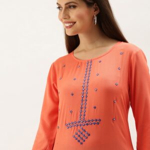 ANOUK  Women Embroidered Viscose Rayon Straight Kurta