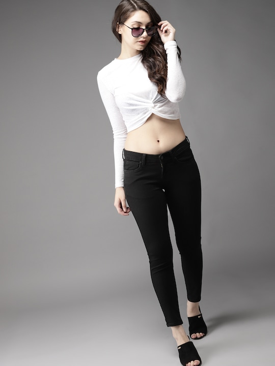 HERE&NOW Women Cropped Clean Look Stretchable Jeans