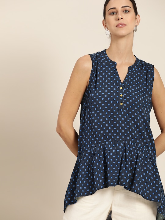 her by invictus Women Polka Dots Printed A-Line Top