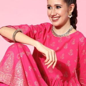 HERE&NOW Women Pure Cotton Ethnic Motifs Printed Kurta