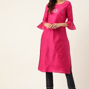 all about you Women Self Design Straight Kurta