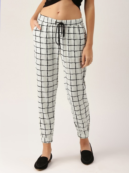 DressBerry Women Regular Fit Checked Cropped Trouser