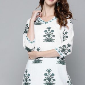 HERE&NOW  Women Printed Pure Cotton Straight Kurta